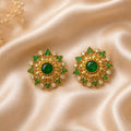 Green Kundan Studs