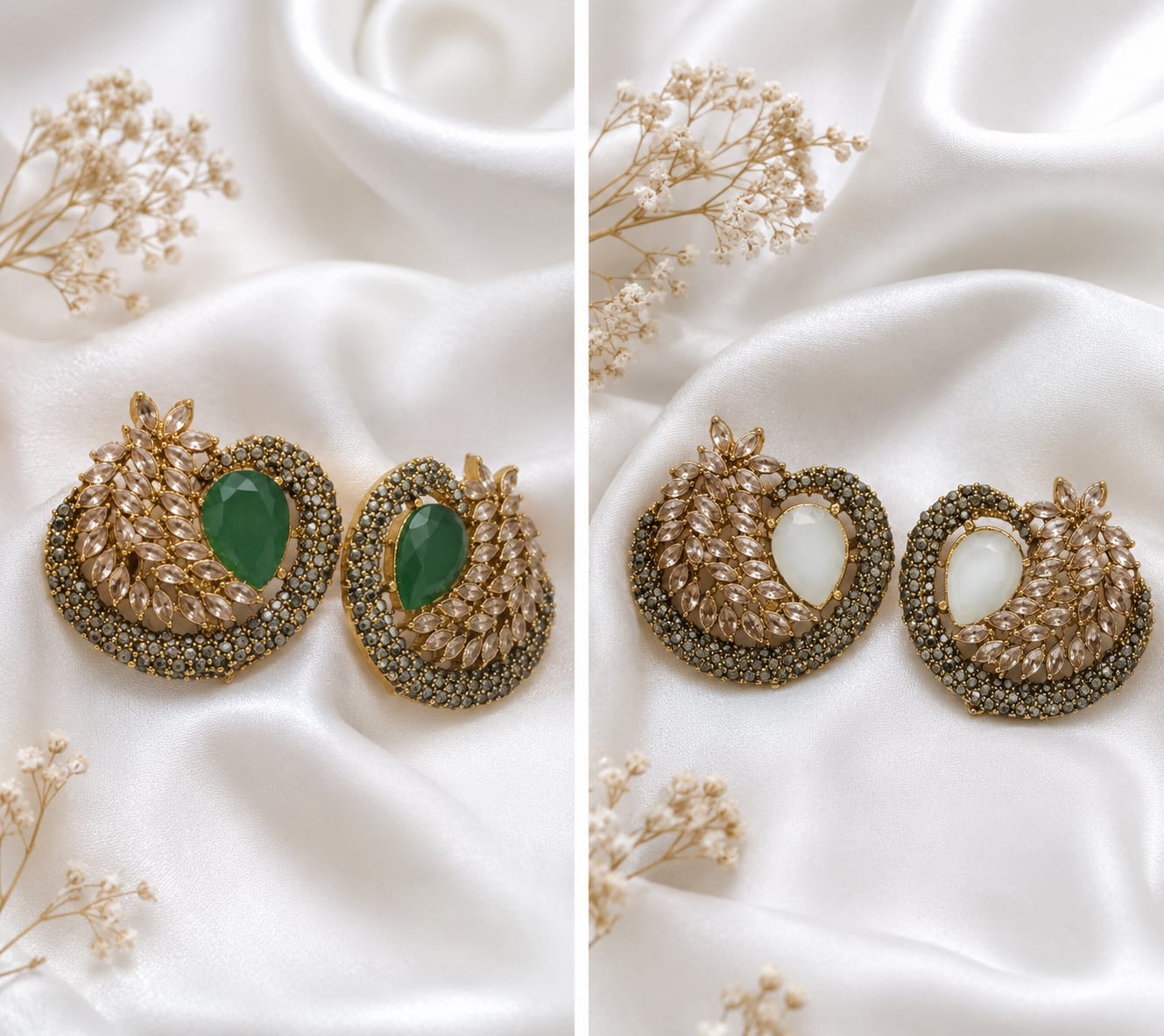 Green and white studs