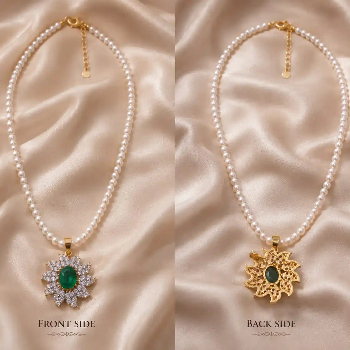 Green Pendant Set with Studs and Ring