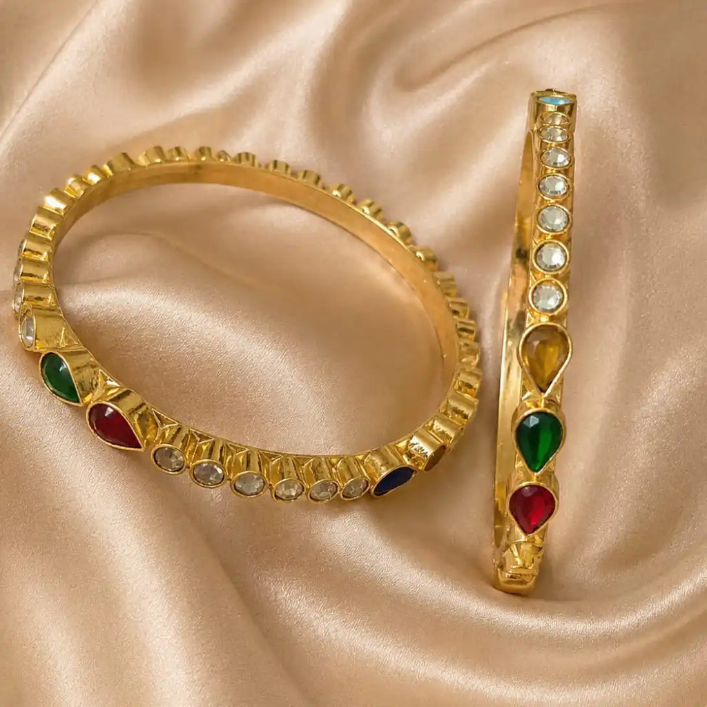 Real Kundan Multi Stones 12 Bangles