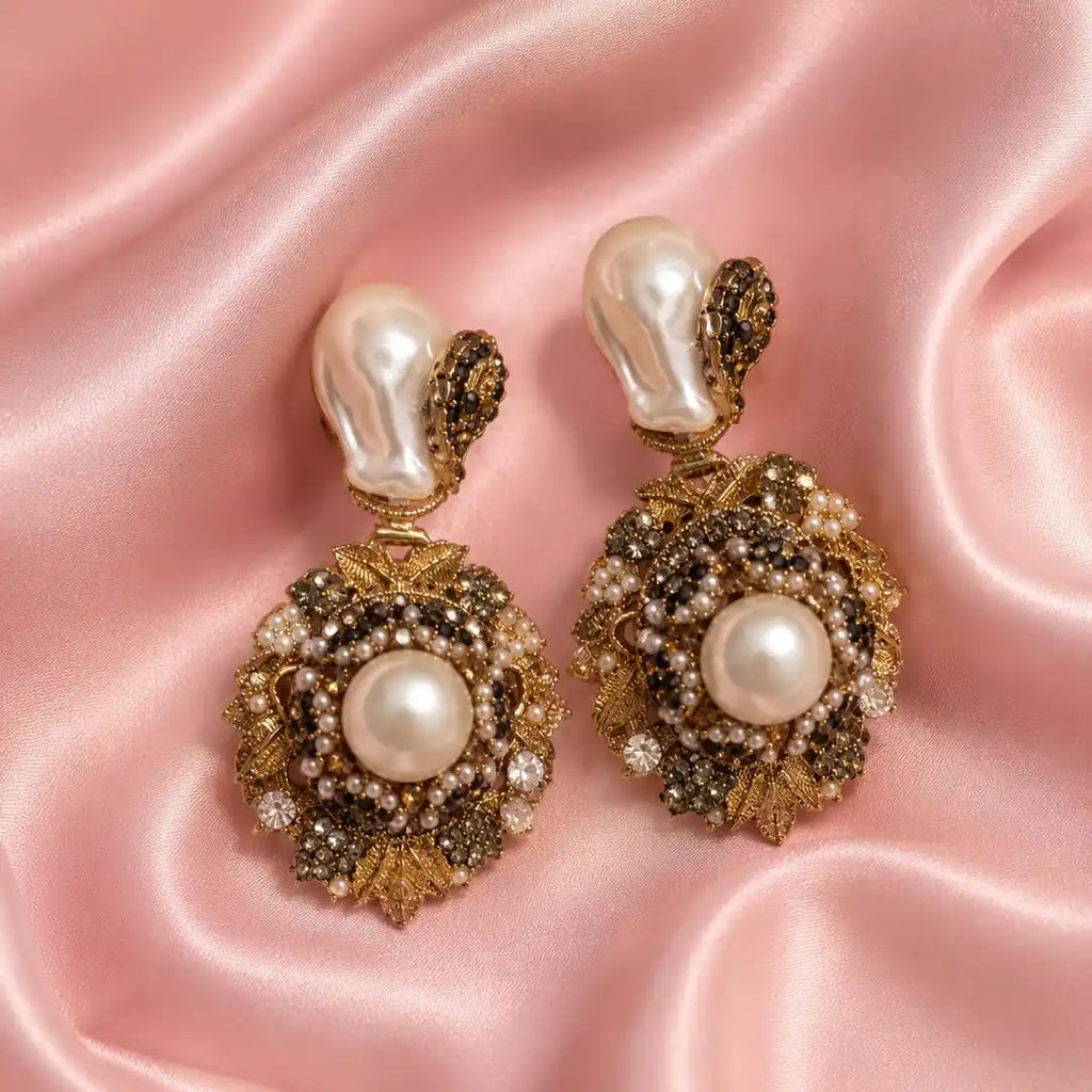 White Pearl Turkish Earrings