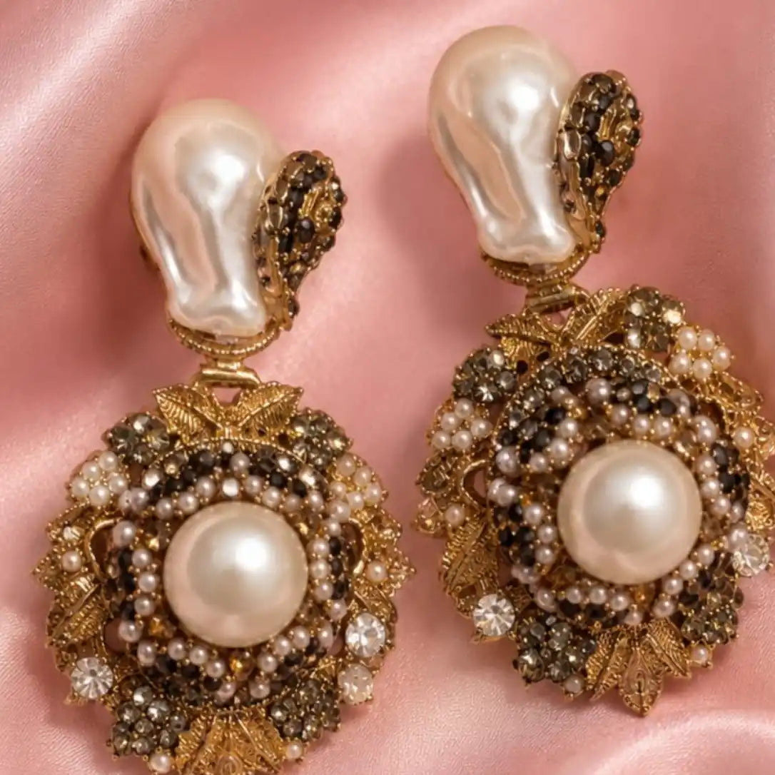 White Pearl Turkish Earrings