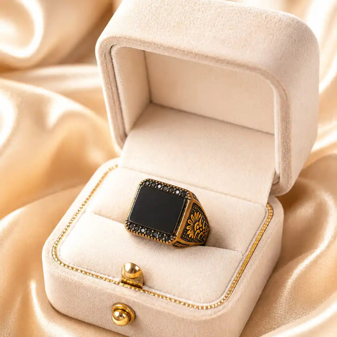 Black Square Stone Ring