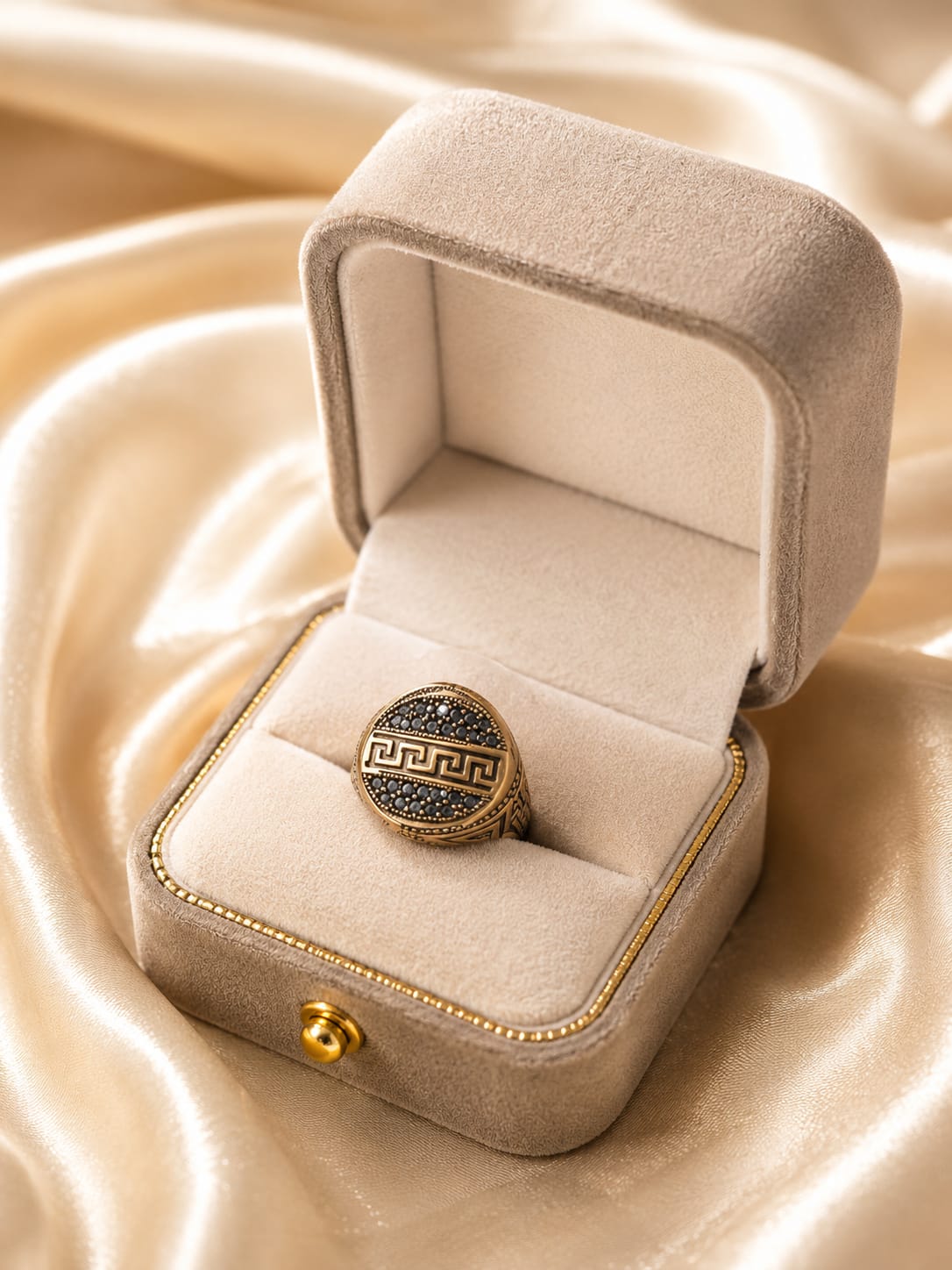 Black and dull gold ring