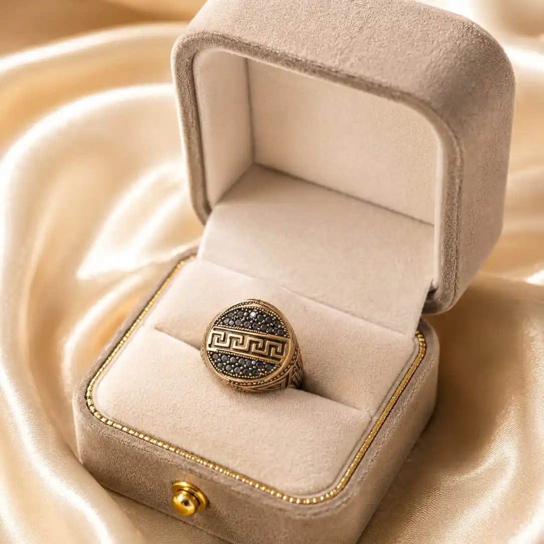 Black and Dull Gold Ring