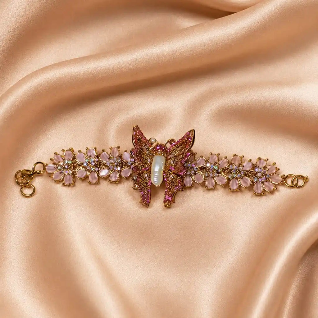 Pink Stone Butterfly Bracelet
