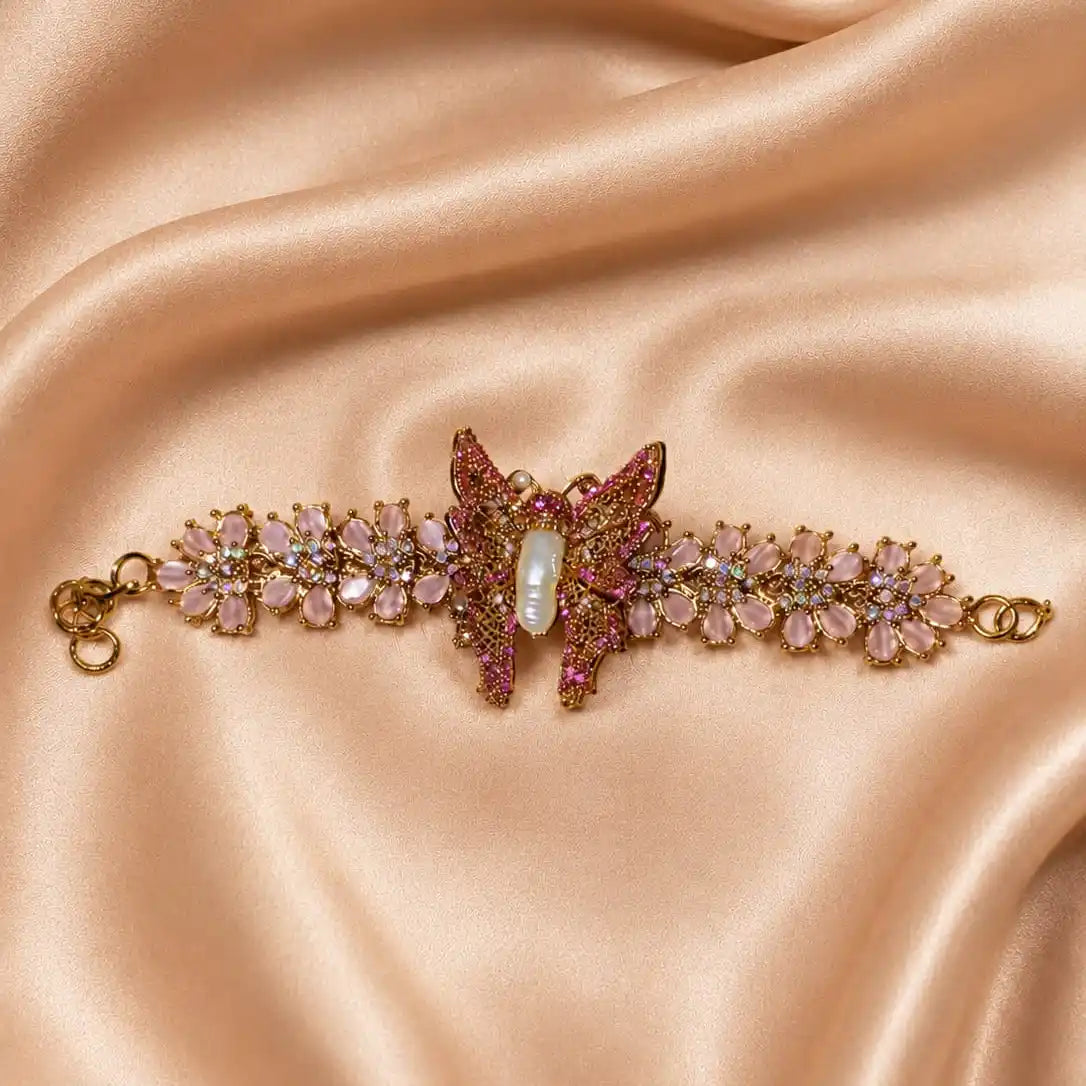 Pink Stone Butterfly Bracelet