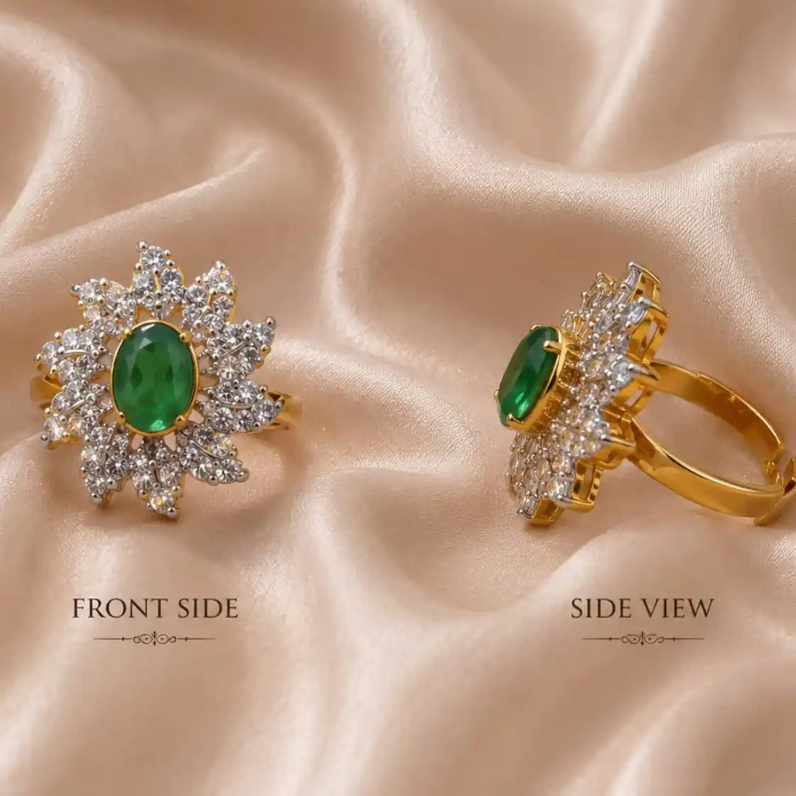 Green Pendant Set with Studs and Ring