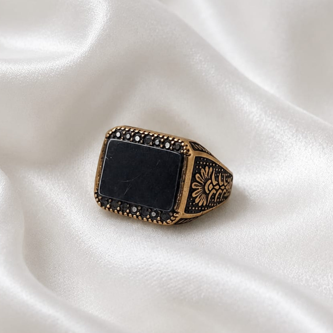 Black Square Stone Ring