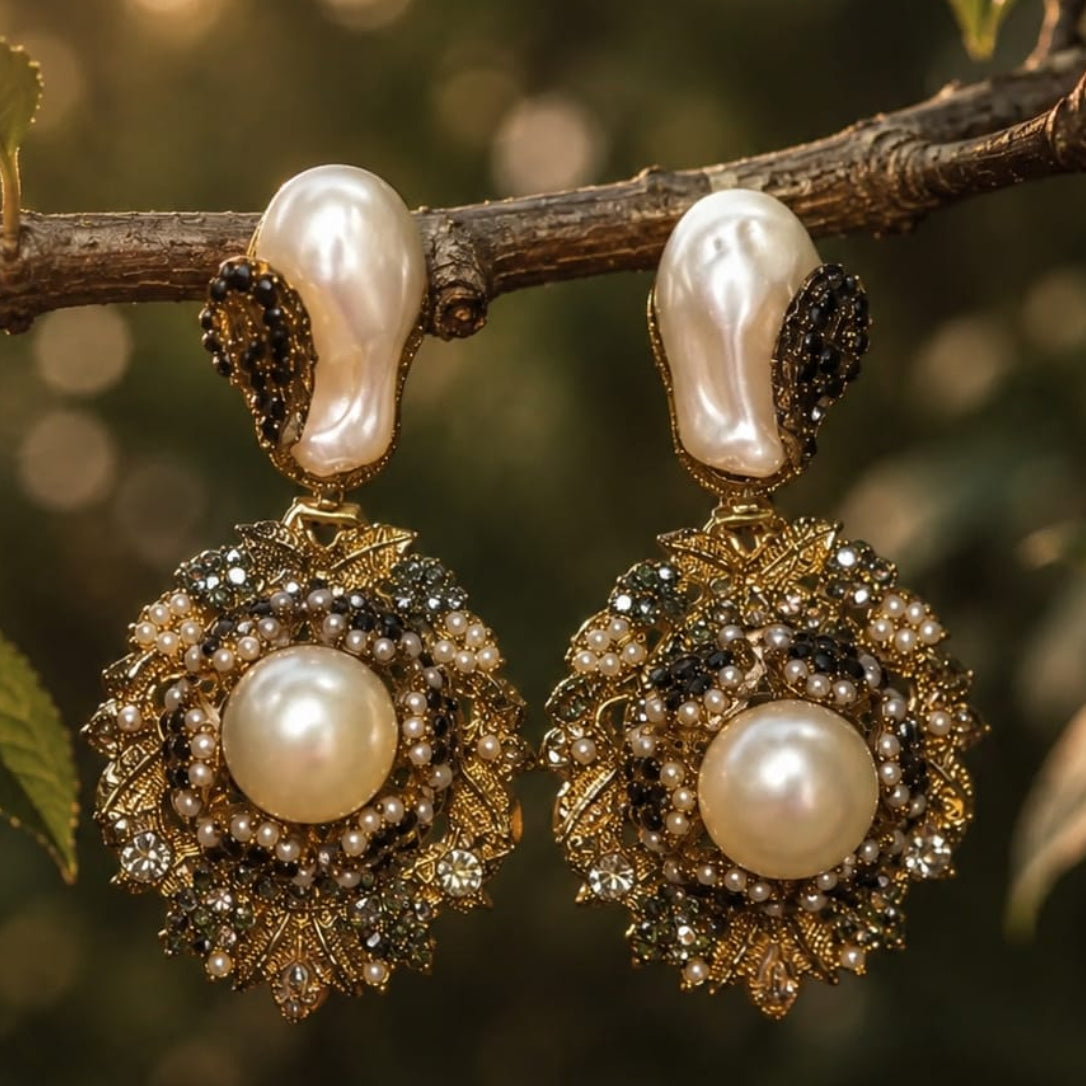 White Pearl Turkish Earrings