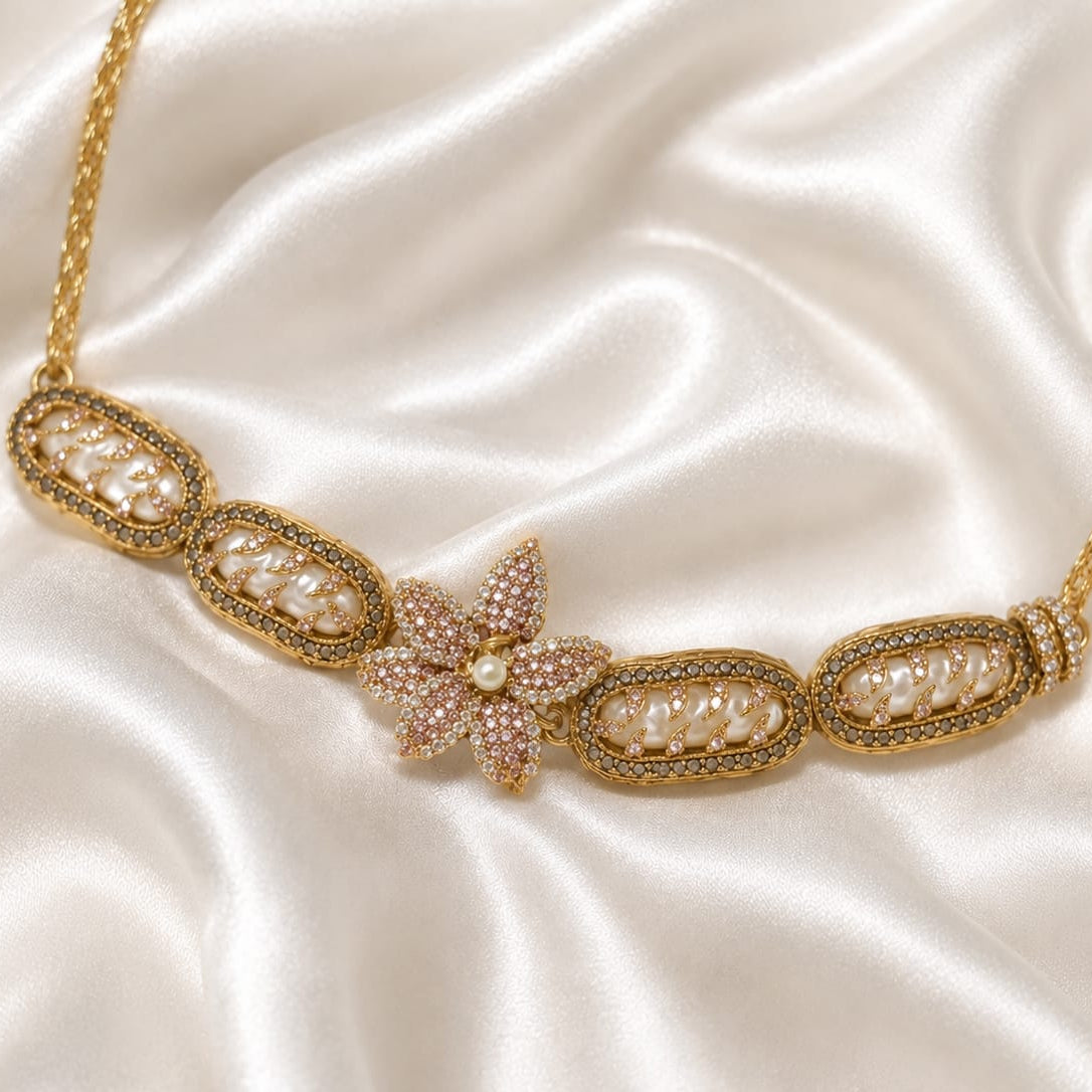 Turkish Pink Floral Necklace Set