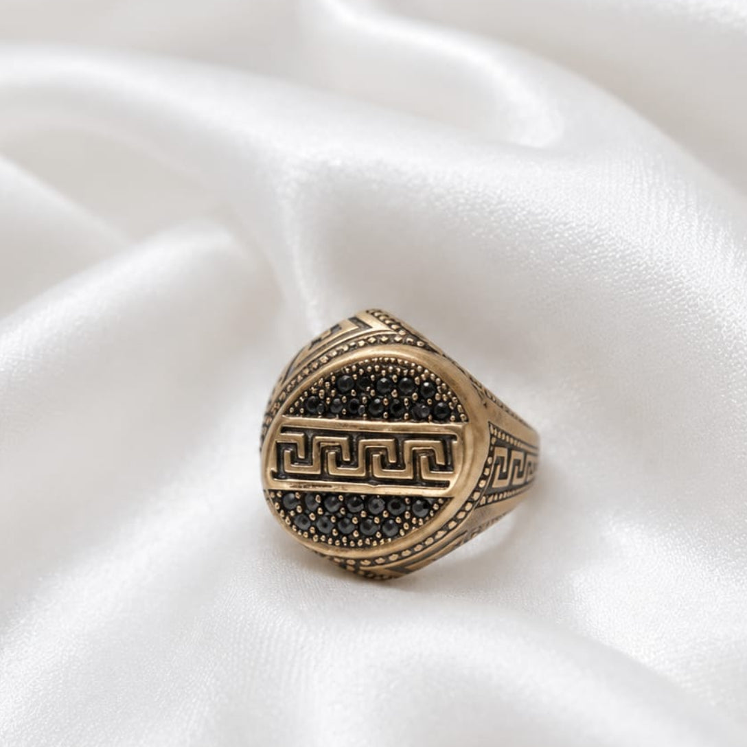 Black and Dull Gold Ring